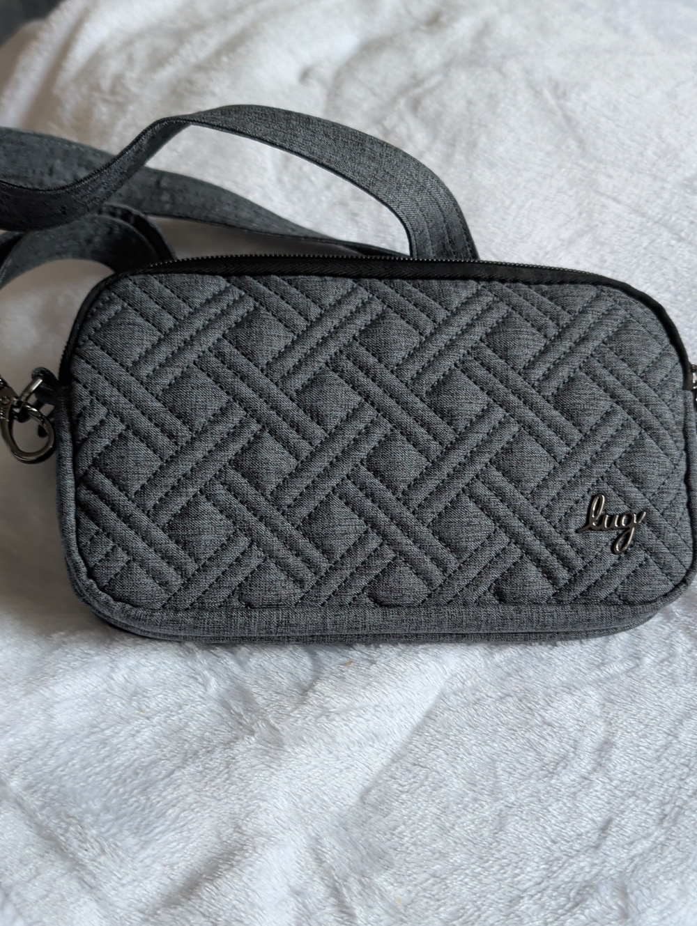 lug Quilted Charcoal Crossbody Bag